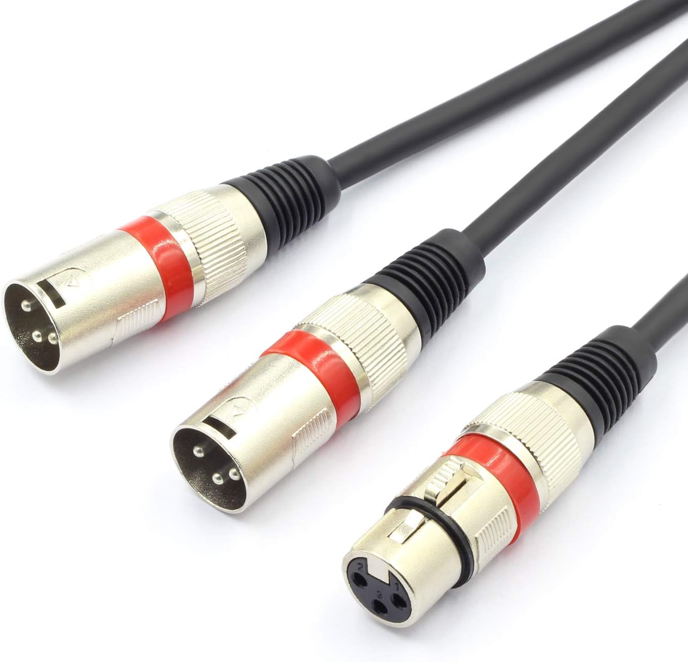 XLR Splitter Cable - XLR Female to Dual Male 3 Pin Patch Y Cable Balanced Microphone Splitter Cord Audio Adapter (50CM)