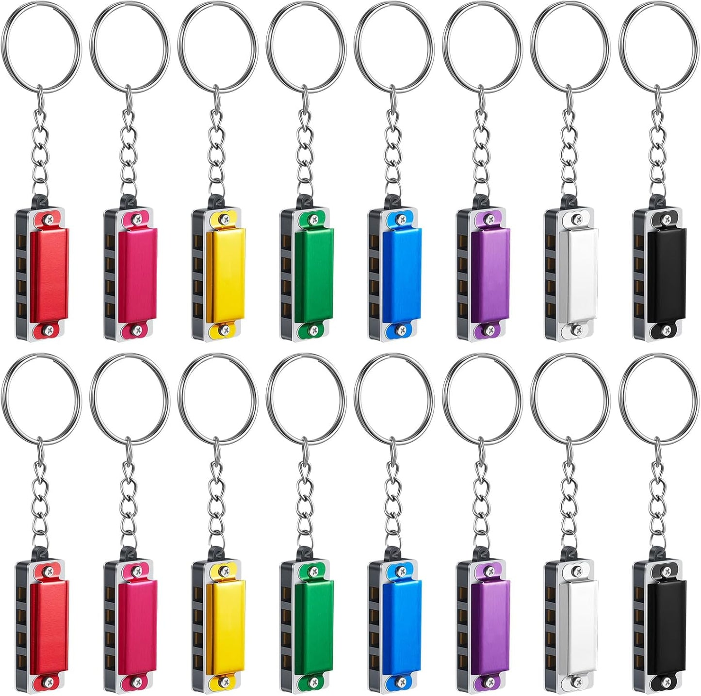 Mini Harmonica Keychain 4 Holes 8 Tunes - Single - Multicolor