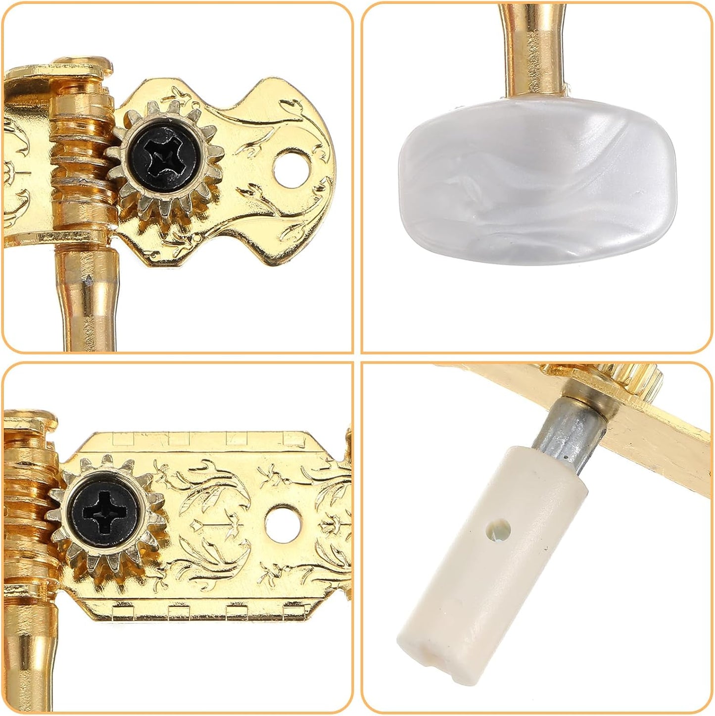 Classical Guitar Tuning Pegs, 3L3R Machine Heads Set - Gold