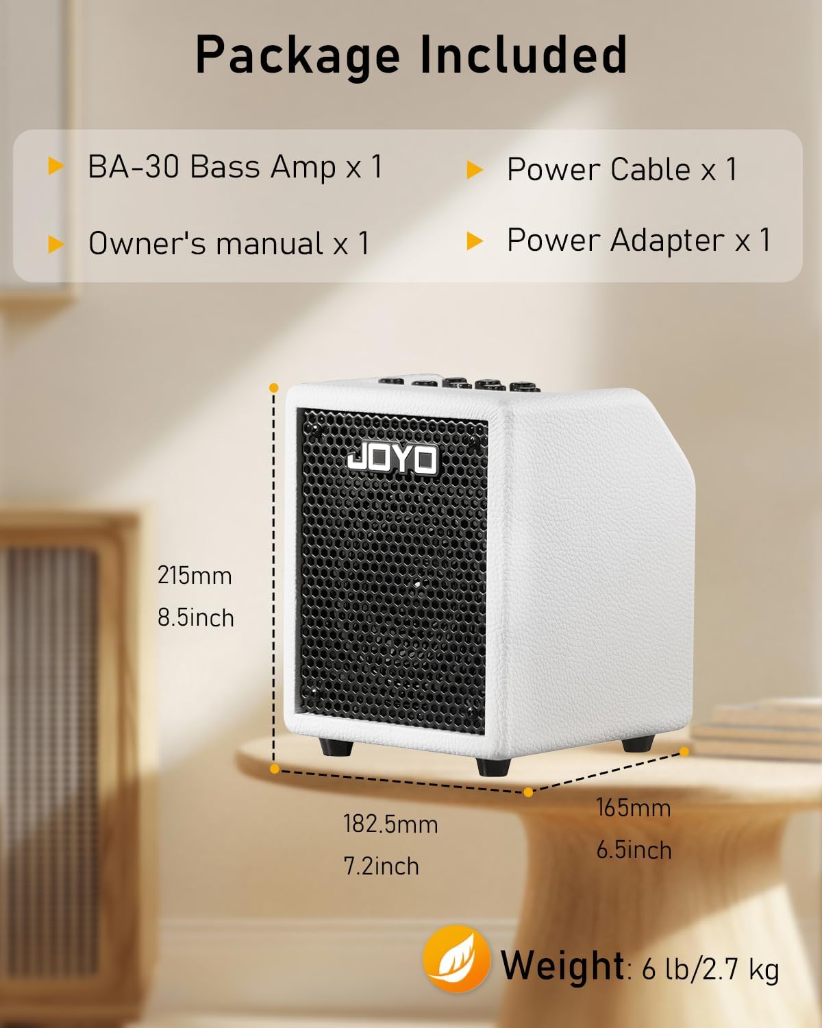 JOYO BA-30 Vibe Cube Bass Combo Amplifier 30-Watt, 1x4" - White