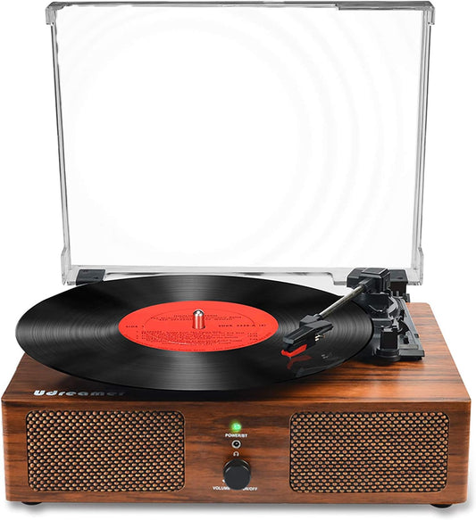 Vinyl Turntable Record Player w/ Built In Speakers & Bluetooth