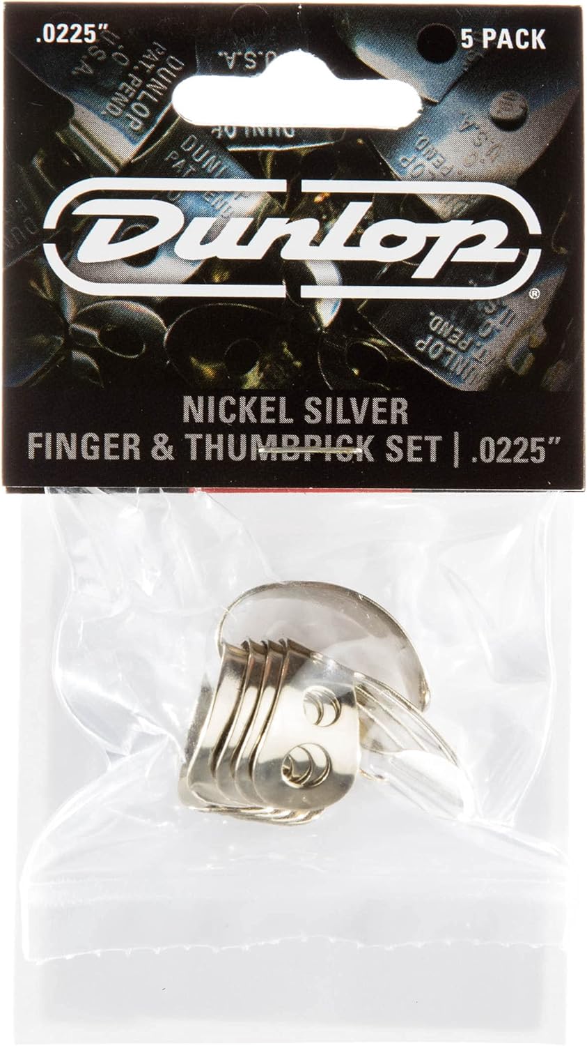 JIM DUNLOP Nickel Silver Finger & Thumbpick Set, .0225", 5/Player's Pack - 33P.0225