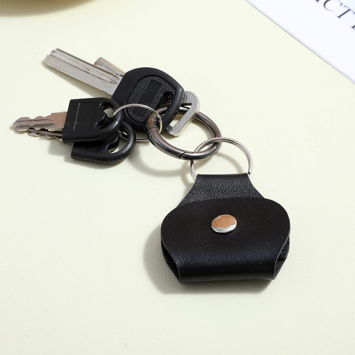 Leather Guitar Pick Holder Keychain - Black