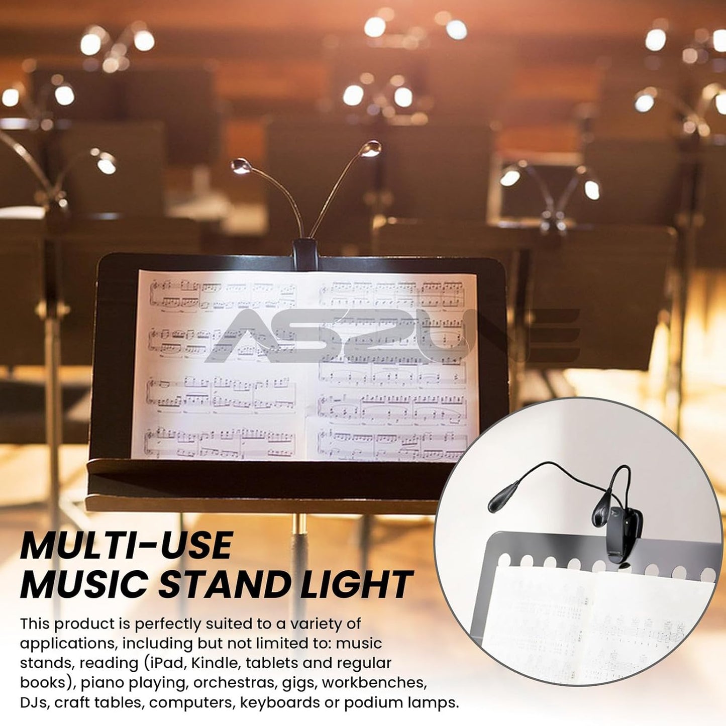 Music Stand Clip-On Light USB & AAA Battery Operated