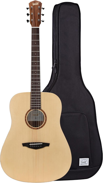 Veelah V1-D 6-String Acoustic Guitar Dreadnaught Solid Top Mahogany Back and Sides w/ GIg Bag - Natural