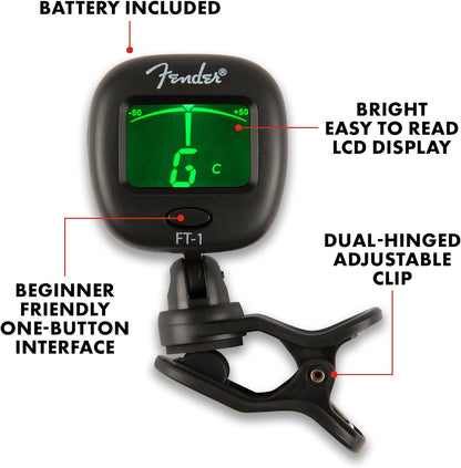 Fender FT-1 Professional Guitar Clip-On Tuner - Black