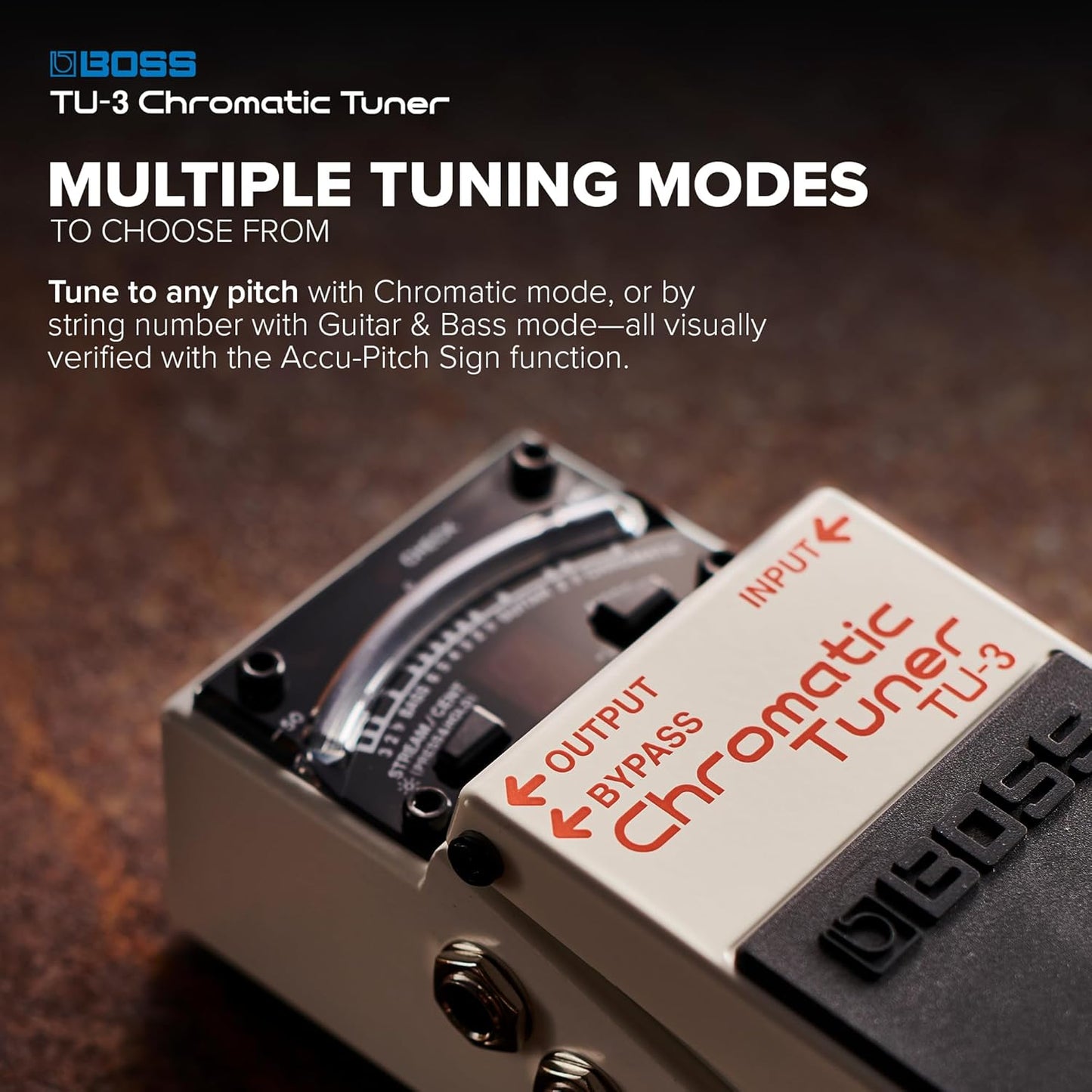 BOSS TU-3 Compact Chromatic Tuner | Perfect for Guitar & Bass | Industry-Standard Performance | Tank-Tough BOSS Stompbox Body | 21-Segment LED Meter | Accu-Pitch Sign Function w/ Original Box & Manual (USED)