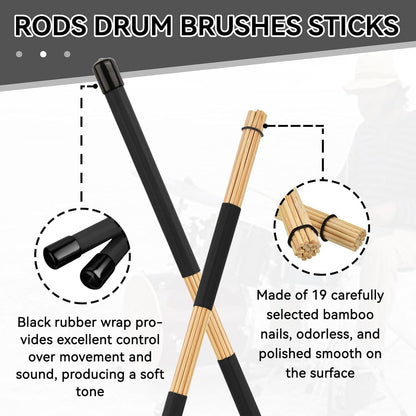 Wood Brush Drum Sticks 16 Inch 19 Bundle Rods
