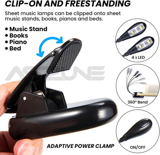 Music Stand Clip-On Light USB & AAA Battery Operated