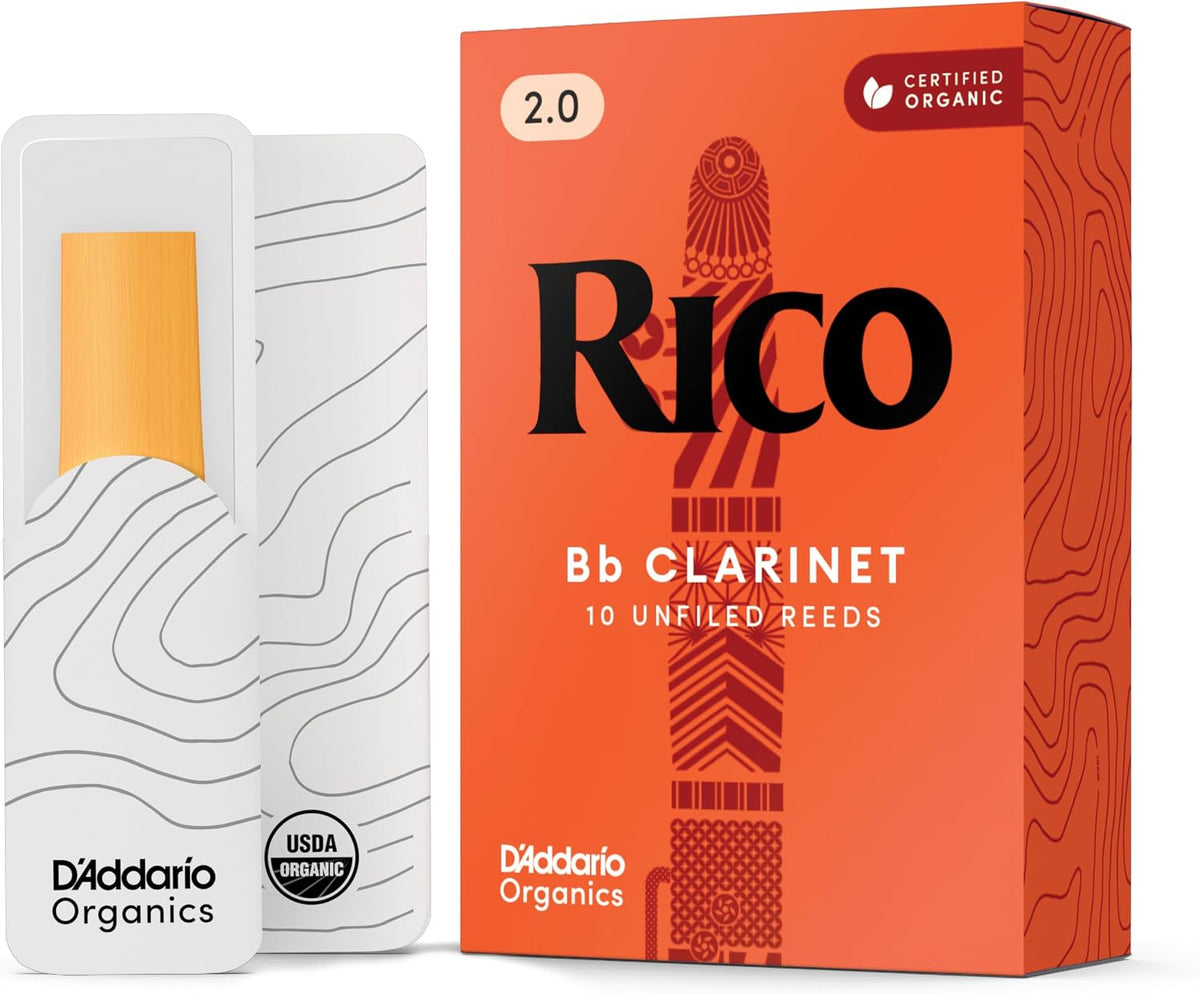 Rico RCA1020 Organic Bb Clarinet Reeds, Strength 2.0, Pack of 10