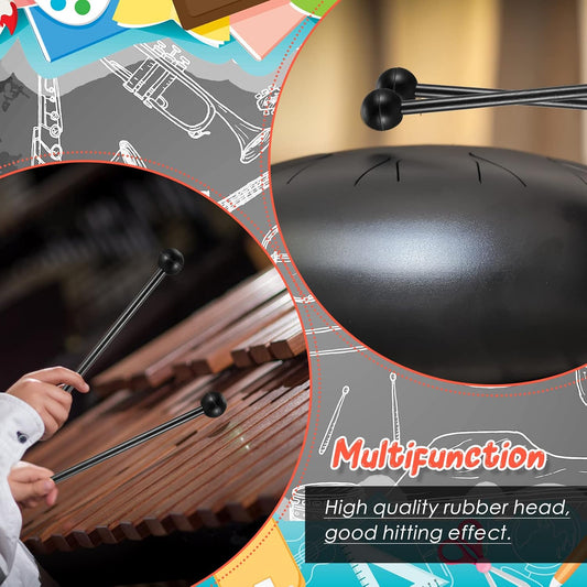 Glockenspiel/Xylophone 8.5 Inch Rubber Drum Mallets - Black
