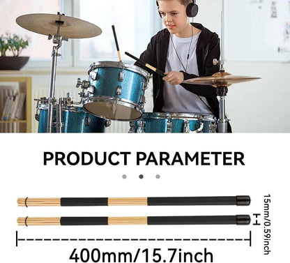 Wood Brush Drum Sticks 16 Inch 19 Bundle Rods