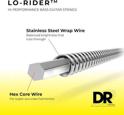 DR Strings MH5-130 Lo-Rider - Stainless Steel Hex Core 5 String Bass (45-130)