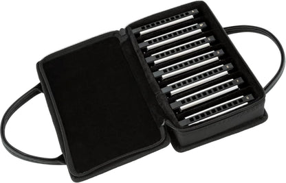 Fender Blues Deluxe Harmonica Set Of 7 - D, G, E, F, C, B Flat & A Keys w/ Soft Case