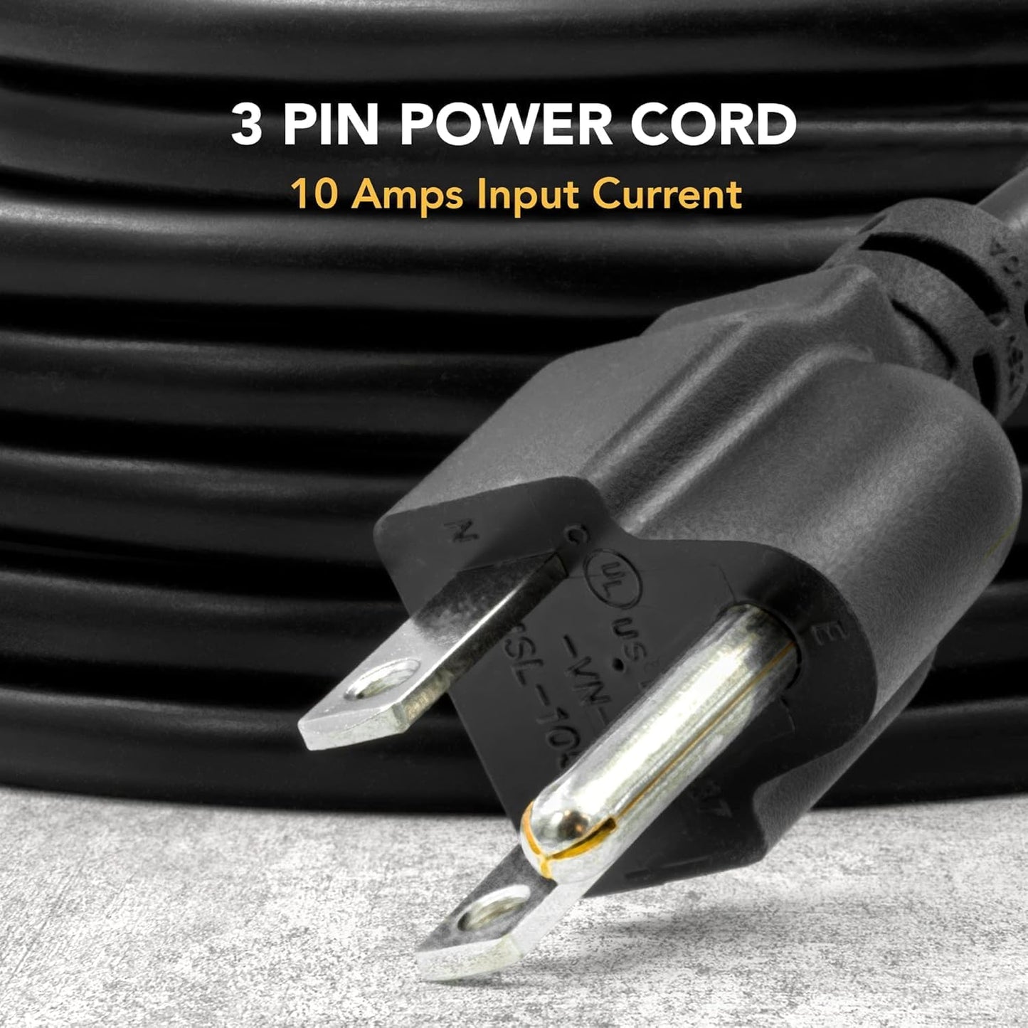 6ft Universal Power Cord 18AWG 10A 125V - Black