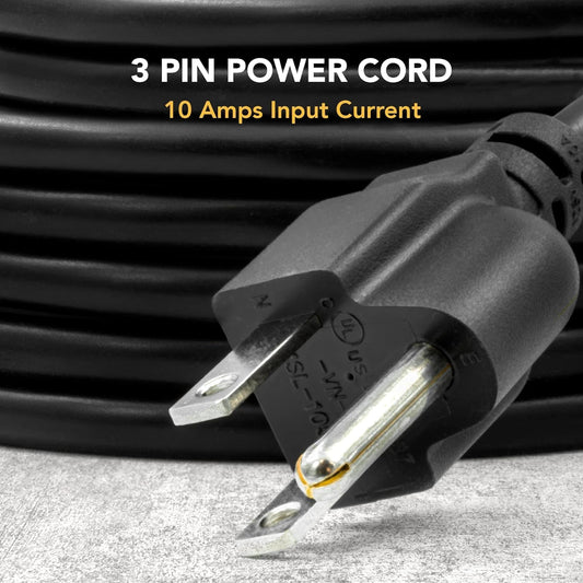 6ft Universal Power Cord 18AWG 10A 125V - Black