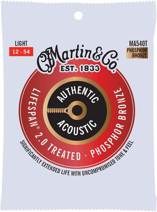 Martin MA540T Authentic Acoustic Lifespan 2.0 Acoustic Guitar Strings (12-54) Light