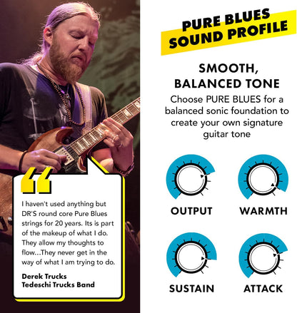 DR Strings PHR-9/46 Pure Blues Pure Nickel Wrap Round Core (9-46)