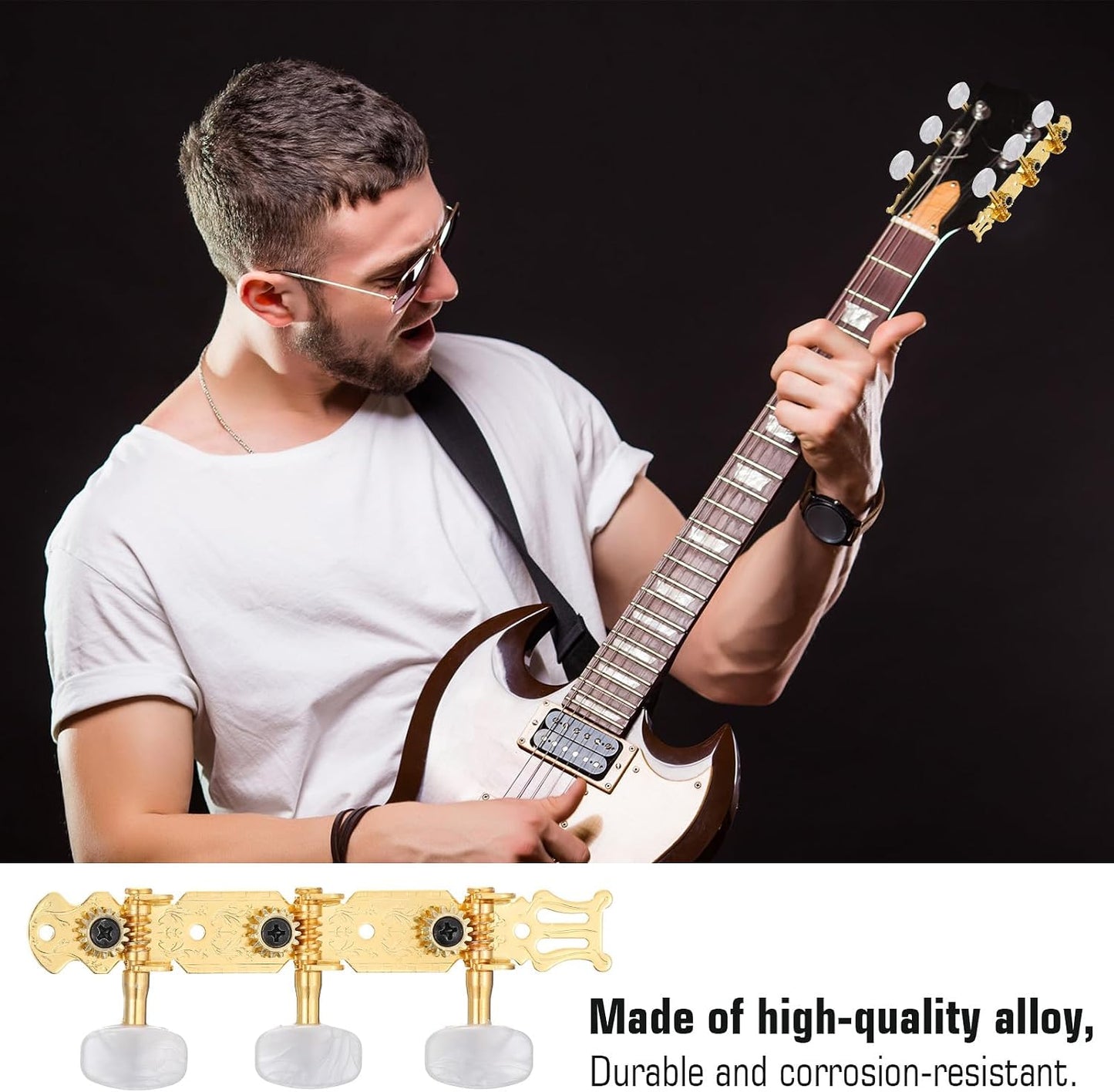 Classical Guitar Tuning Pegs, 3L3R Machine Heads Set - Gold