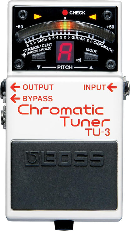 BOSS TU-3 Compact Chromatic Tuner | Perfect for Guitar & Bass | Industry-Standard Performance | Tank-Tough BOSS Stompbox Body | 21-Segment LED Meter | Accu-Pitch Sign Function w/ Original Box & Manual (USED)