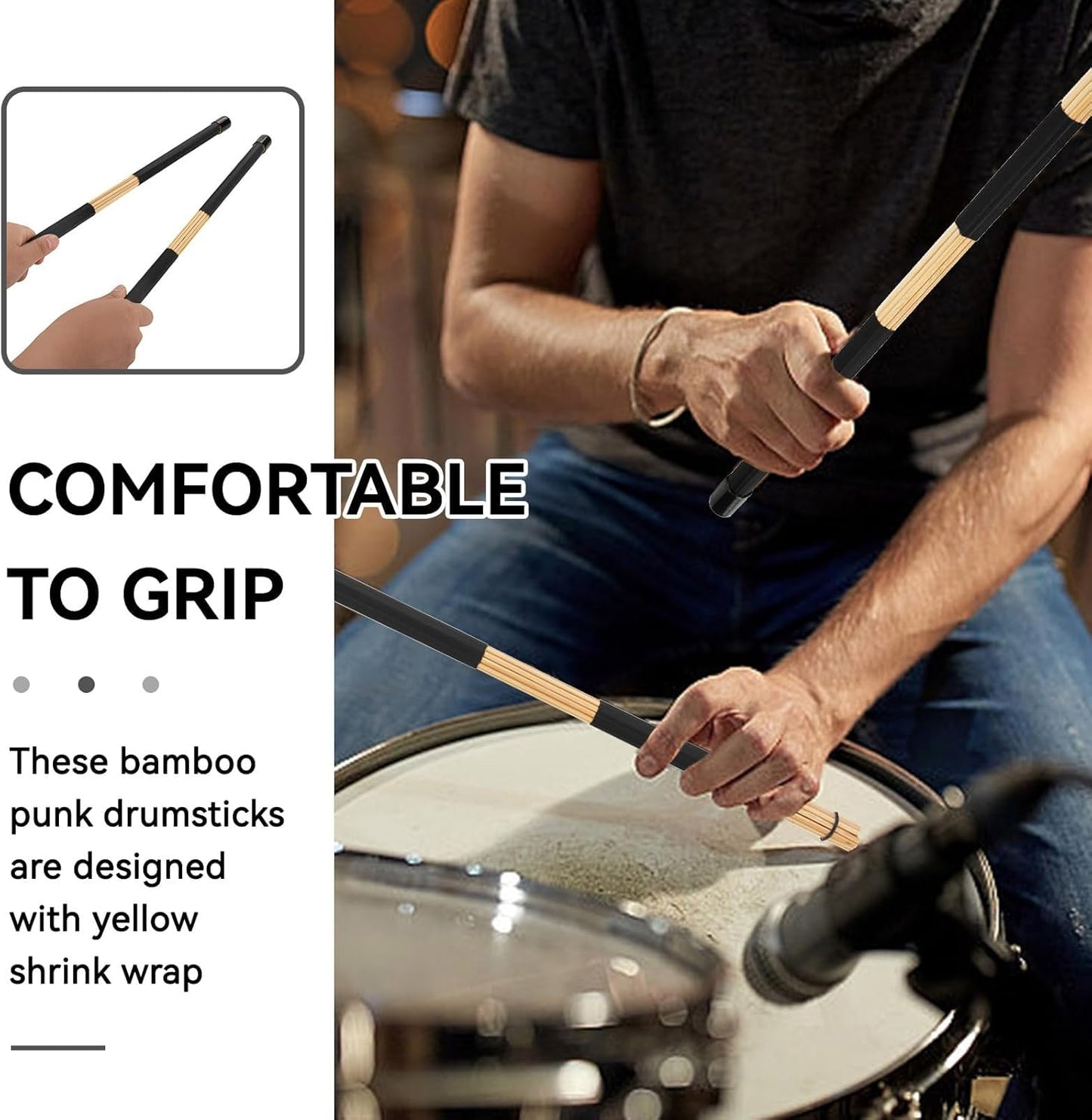 Wood Brush Drum Sticks 16 Inch 19 Bundle Rods