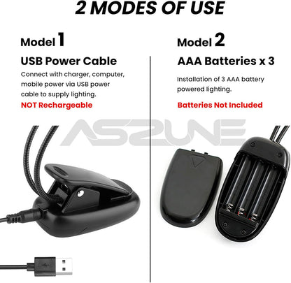 Music Stand Clip-On Light USB & AAA Battery Operated