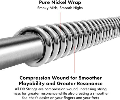 DR Strings PHR-9/46 Pure Blues Pure Nickel Wrap Round Core (9-46)