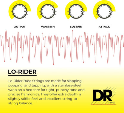 DR Strings MH5-130 Lo-Rider - Stainless Steel Hex Core 5 String Bass (45-130)