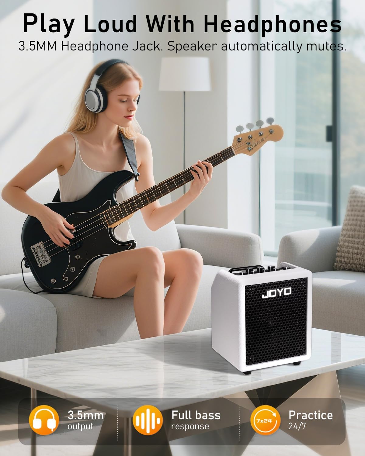 JOYO BA-30 Vibe Cube Bass Combo Amplifier 30-Watt, 1x4" - White