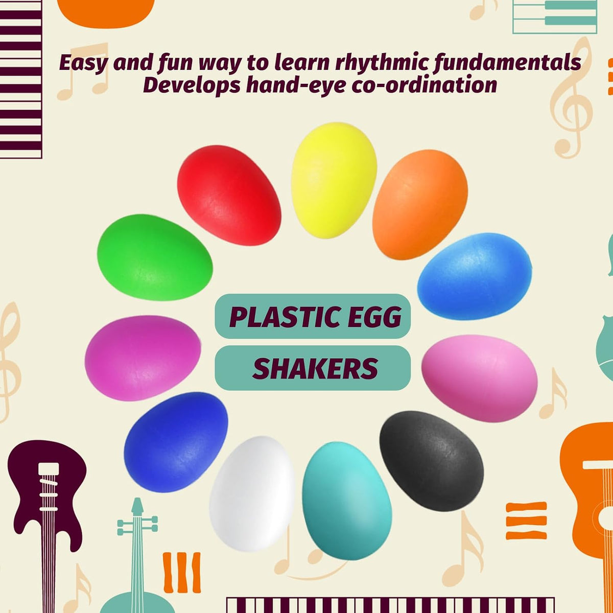 Plastic Egg Shaker - Multi Colors - Single