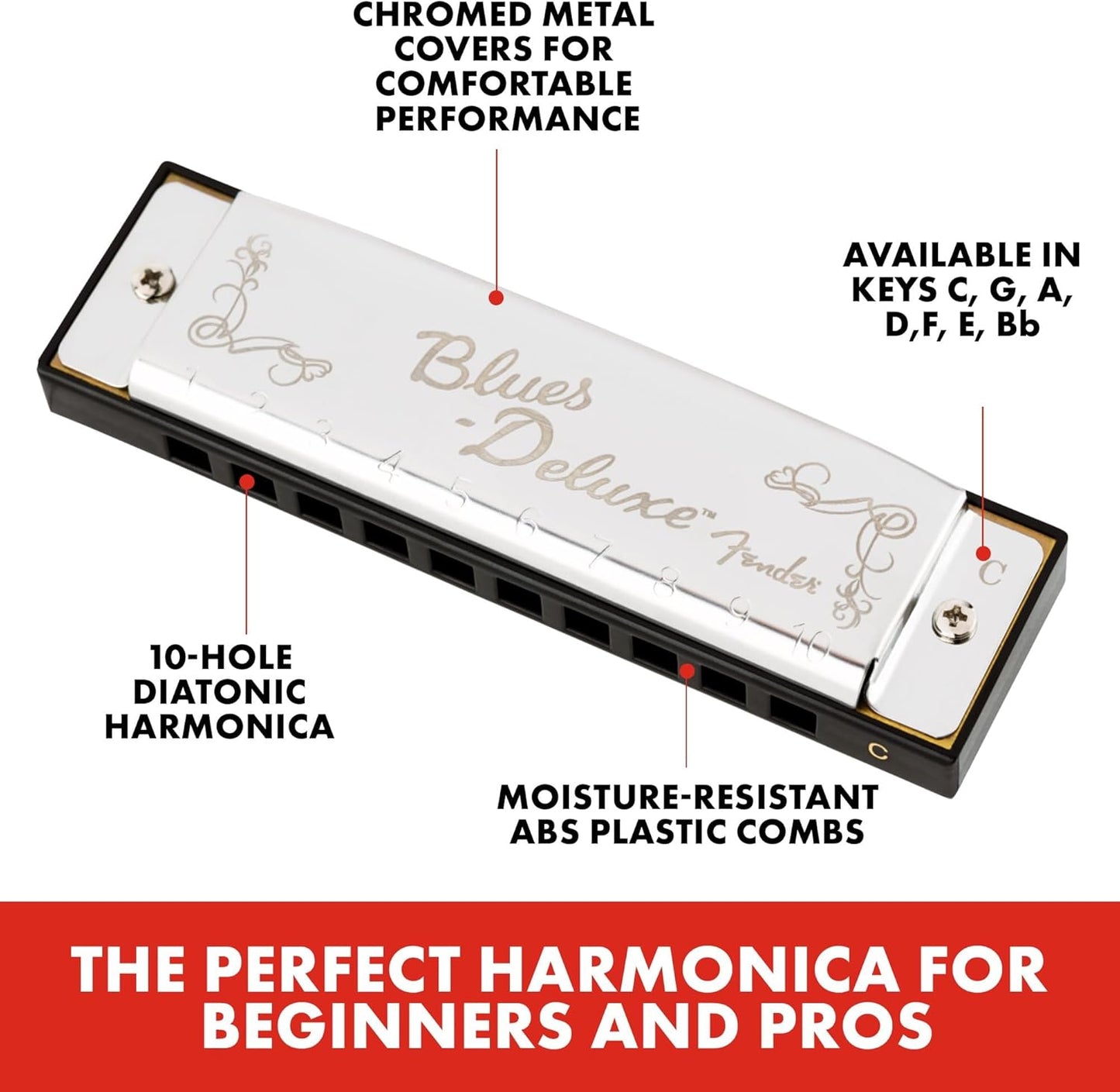 Fender Blues Deluxe Harmonica Key of C With Case