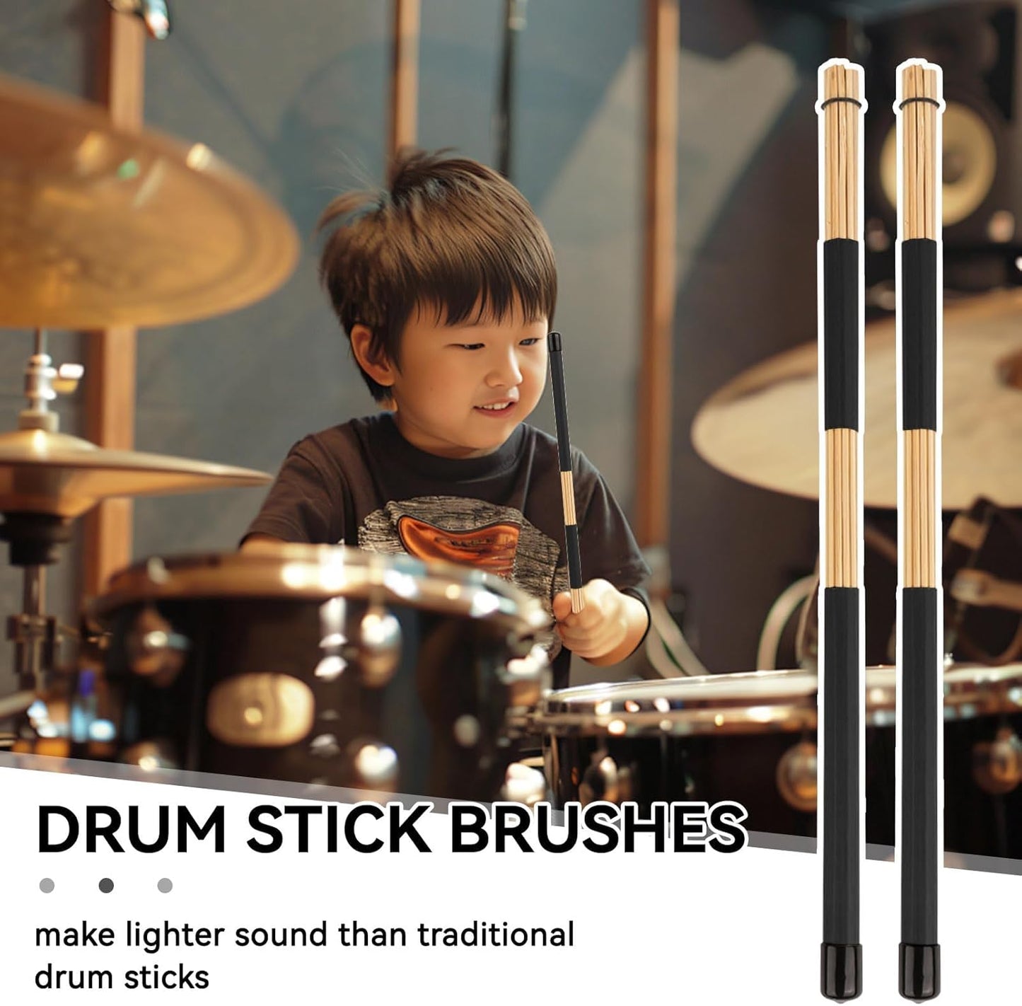 Wood Brush Drum Sticks 16 Inch 19 Bundle Rods