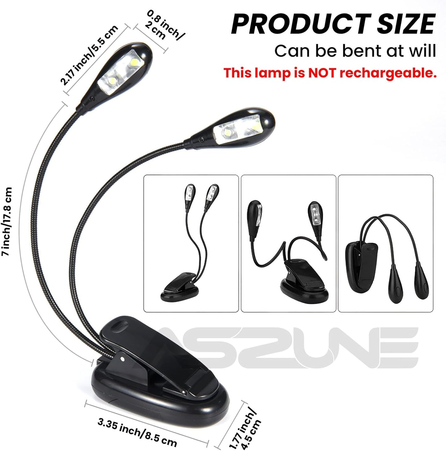 Music Stand Clip-On Light USB & AAA Battery Operated