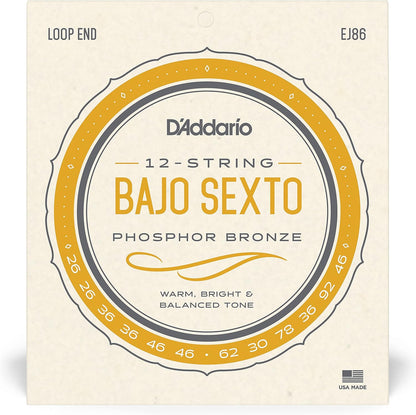 D'Addario EJ86 12-Staing Bajo Sexto Strings Phosphor Bronze (26-46)