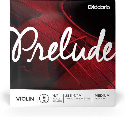 D'Addario J811 4/4M Prelude Violin Single E String, 4/4 Scale, Medium Tension