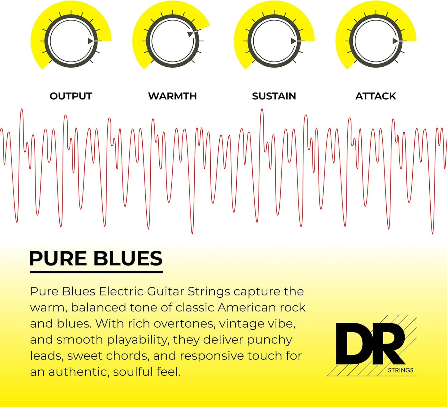 DR Strings PHR-10 Pure Blues Nickel Wound Vintage Style Electric Guitar Strings (10-46)