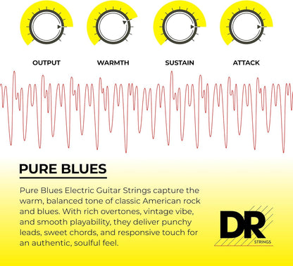 DR Strings PHR-10 Pure Blues Nickel Wound Vintage Style Electric Guitar Strings (10-46)