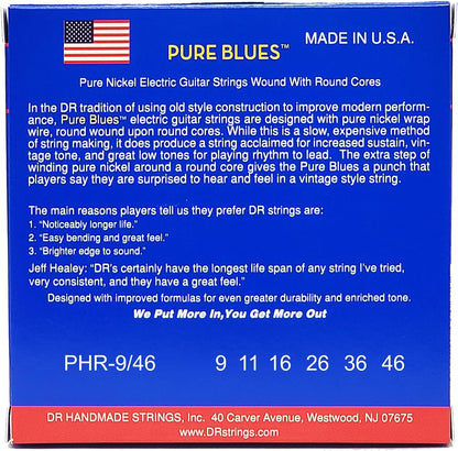 DR Strings PHR-9/46 Pure Blues Pure Nickel Wrap Round Core (9-46)