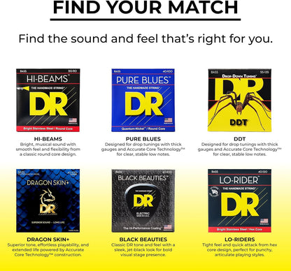 DR Strings MH5-130 Lo-Rider - Stainless Steel Hex Core 5 String Bass (45-130)