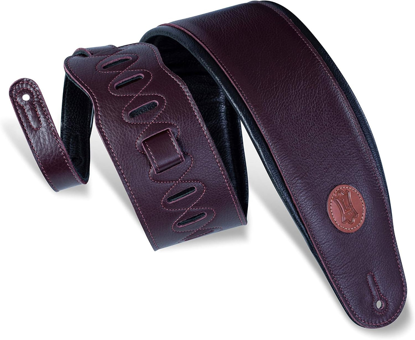 Levy's Leather MSS2-4-BRG Leather Signature Series Guitar Strap - Burgundy Brown