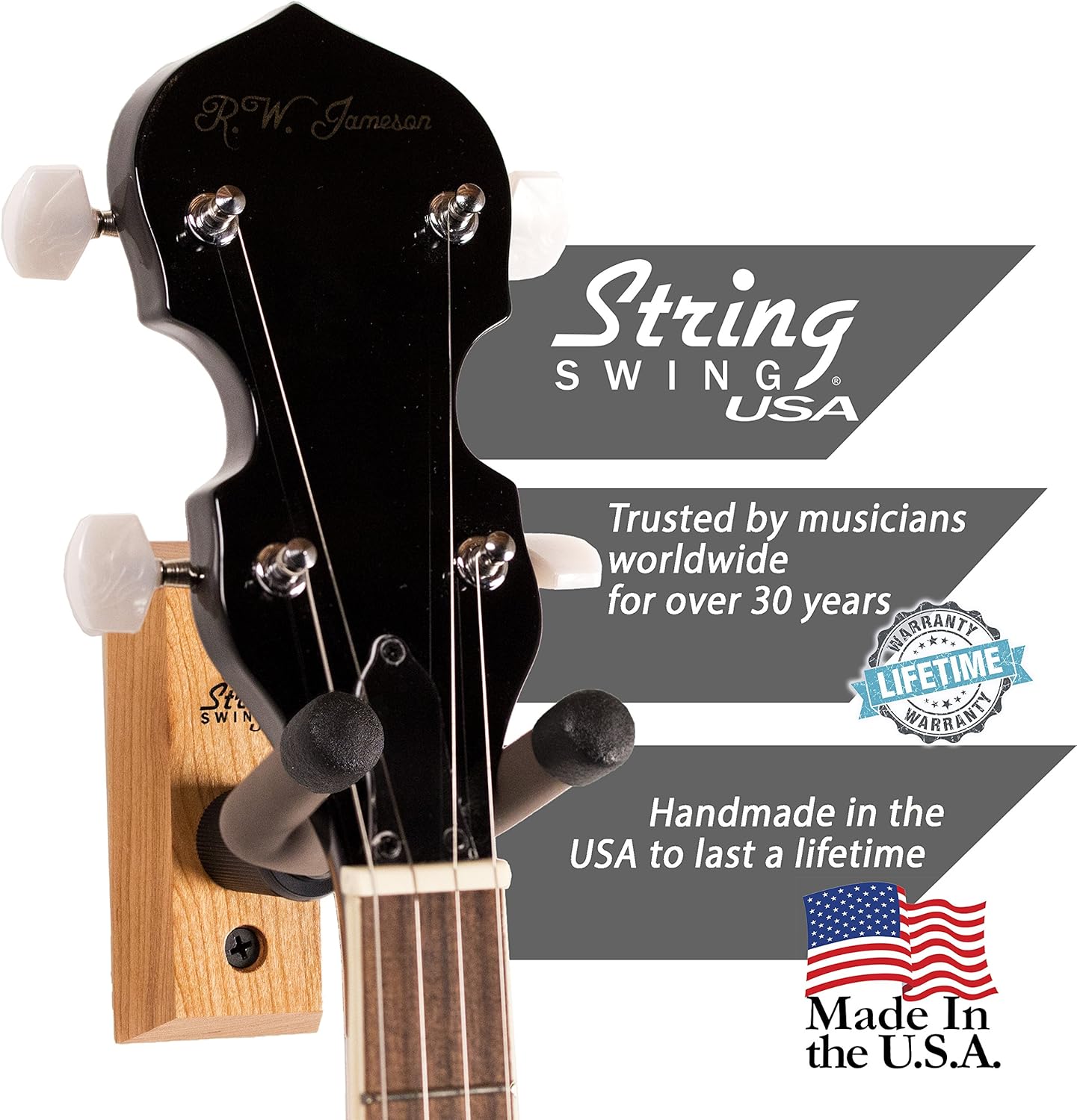 String Swing USA Hardwood Home & Studio Banjo Hanger - Cherry Hardwood - CC01B-C