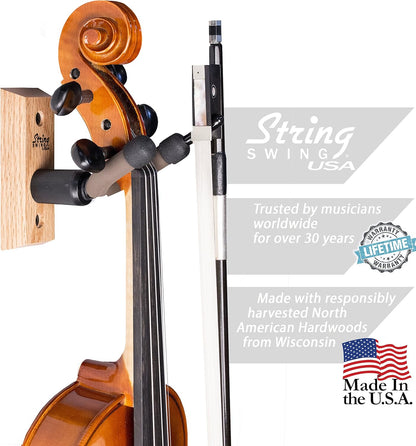 String Swing USA Hardwood Home & Studio Violin Hanger - Hardwood Oak - CC01V-O