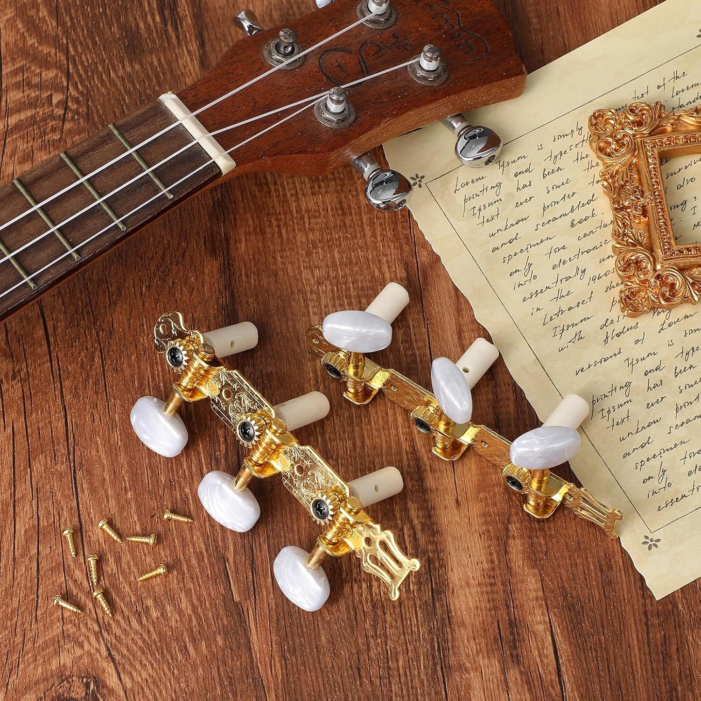 Classical Guitar Tuning Pegs, 3L3R Machine Heads Set - Gold