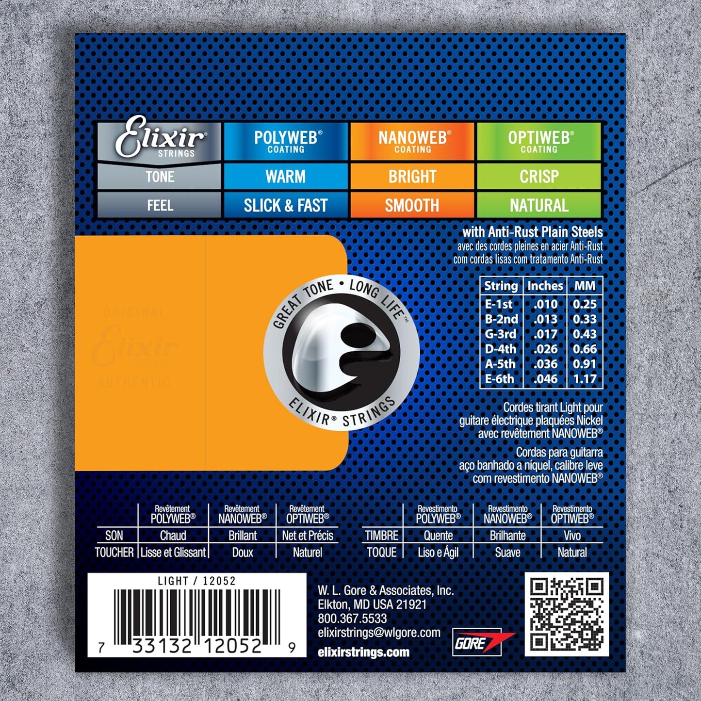 Elixir 12052 Nickel-Plated Steel Electric Guitar Strings With NANOWEB (10-46)