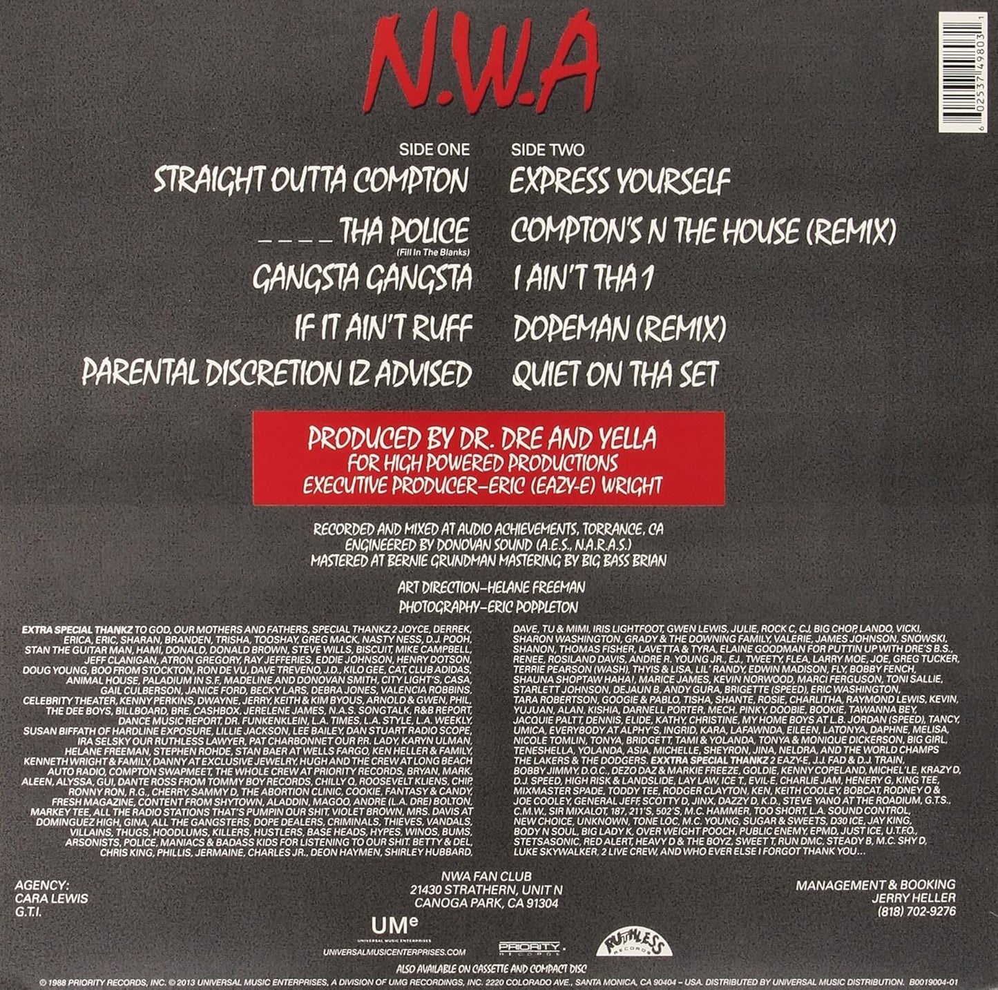 N.W.A. - Straight Outta Compton LP (NEW)