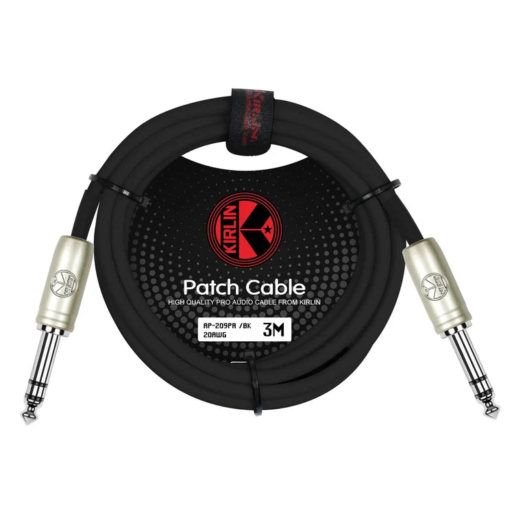 Kirlin AP-209PR-6FT/BK 1/4" Stereo Patch Cable 20AWG 6FT - Black