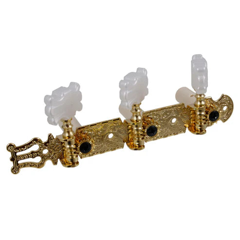 ALLPARTS TK-0125 Classical Tuner Set with Square White Buttons - Gold