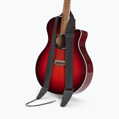 On-Stage GSA10BK Guitar Strap with Leather Ends - Black
