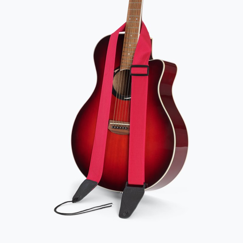 On-Stage GSA10BU Guitar Strap with Leather Ends - Burgundy