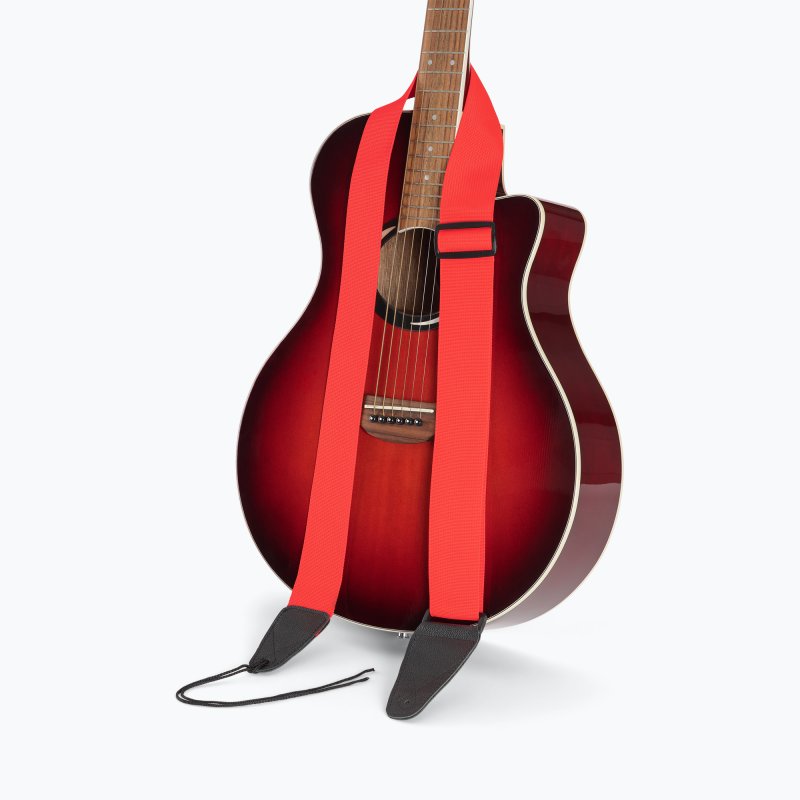 On-Stage GSA10RD Guitar Strap with Leather Ends - Red